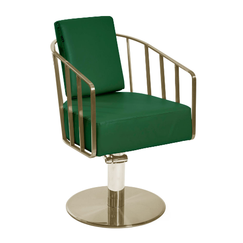 Green & Gold Caged Salon Styling Chair by SEC