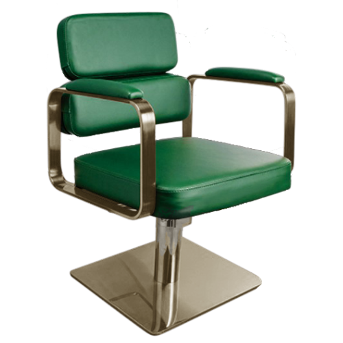 Green & Gold Square Salon Styling Chair by SEC | Salon Equipment Centre