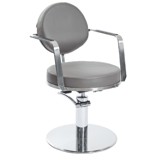 Dove Grey Platinum Round Salon Styling Chair by SEC