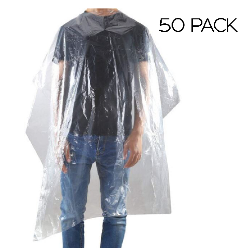 Disposable Clear Barber Gowns by SEC - 50 Pack