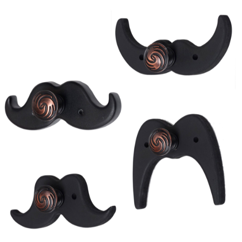 Set of Dark Wood Moustache Coat Hooks by SEC - Clearance