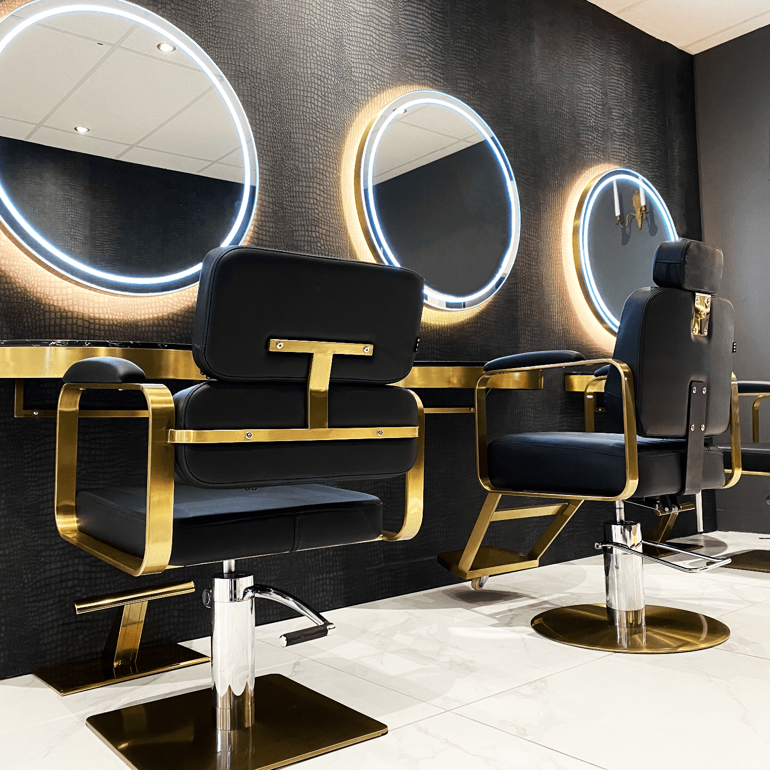 Gold Round Salon Mirror by SEC