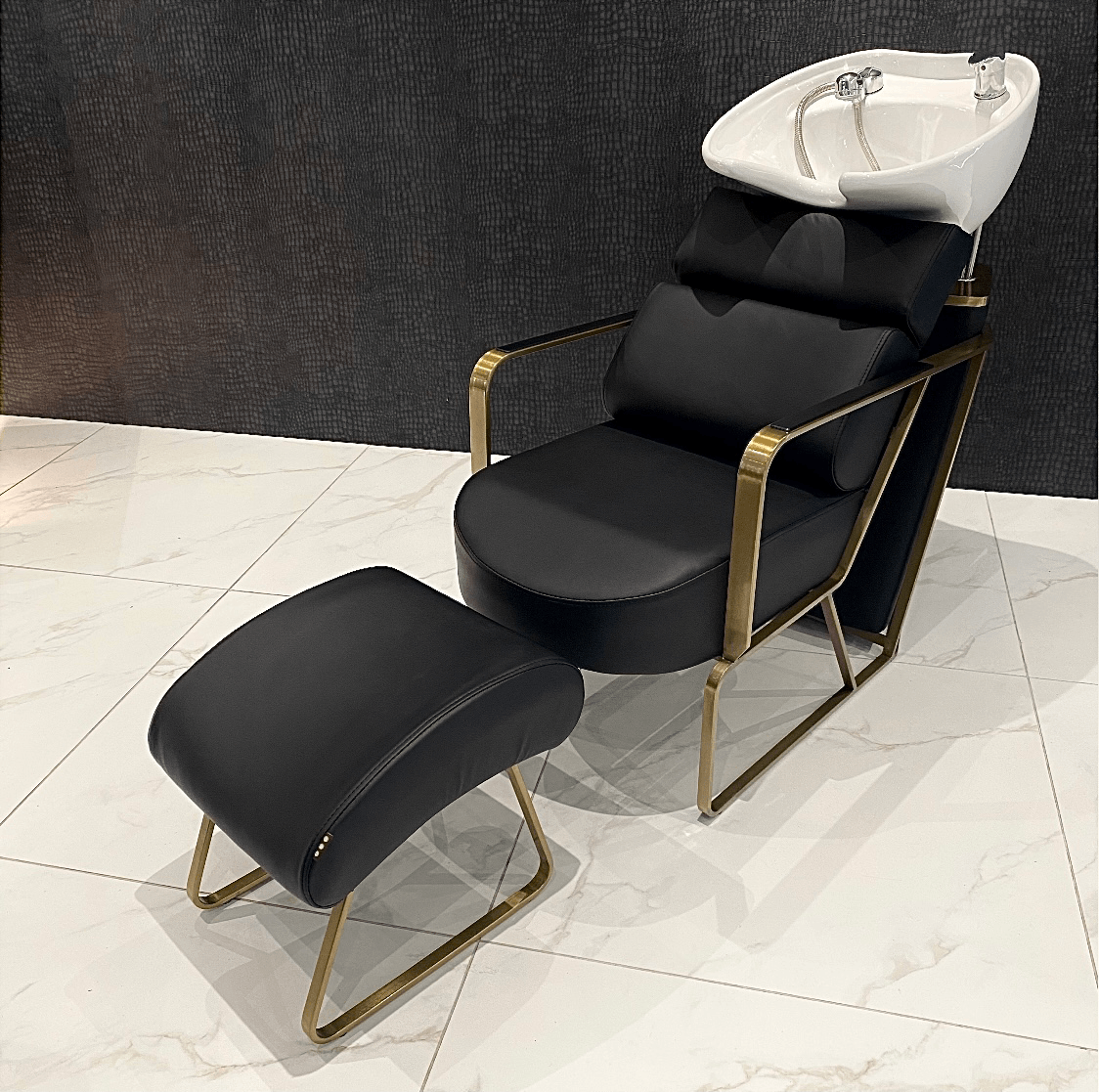 Black & Gold Salon Leg Rest by SEC