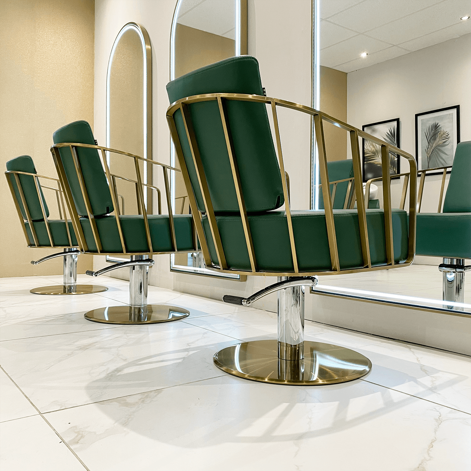 The Willow Salon Styling Chair -  Green & Gold by SEC