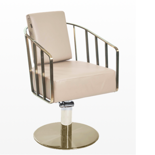 Ivory & Gold Caged Salon Styling Chair by SEC