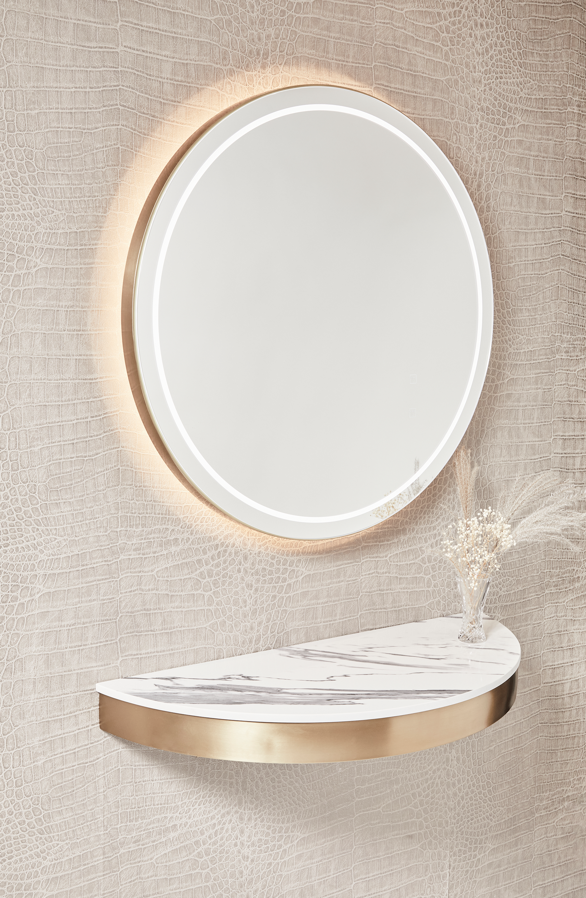 The Bali Styling Unit - Gold with White Patterned Stone Top by SEC