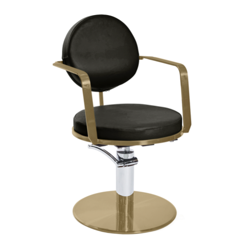 Black & Gold Round Salon Styling Chair by SEC