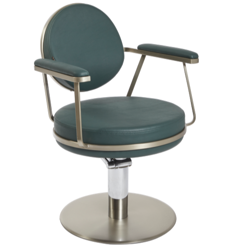 The Peoni Round Salon Styling Chair- Champagne Gold & Moss Green by SEC