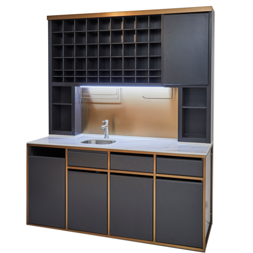 The Sandringham Colour Bar - Charcoal & Copper with White Natural Stone Top by SEC