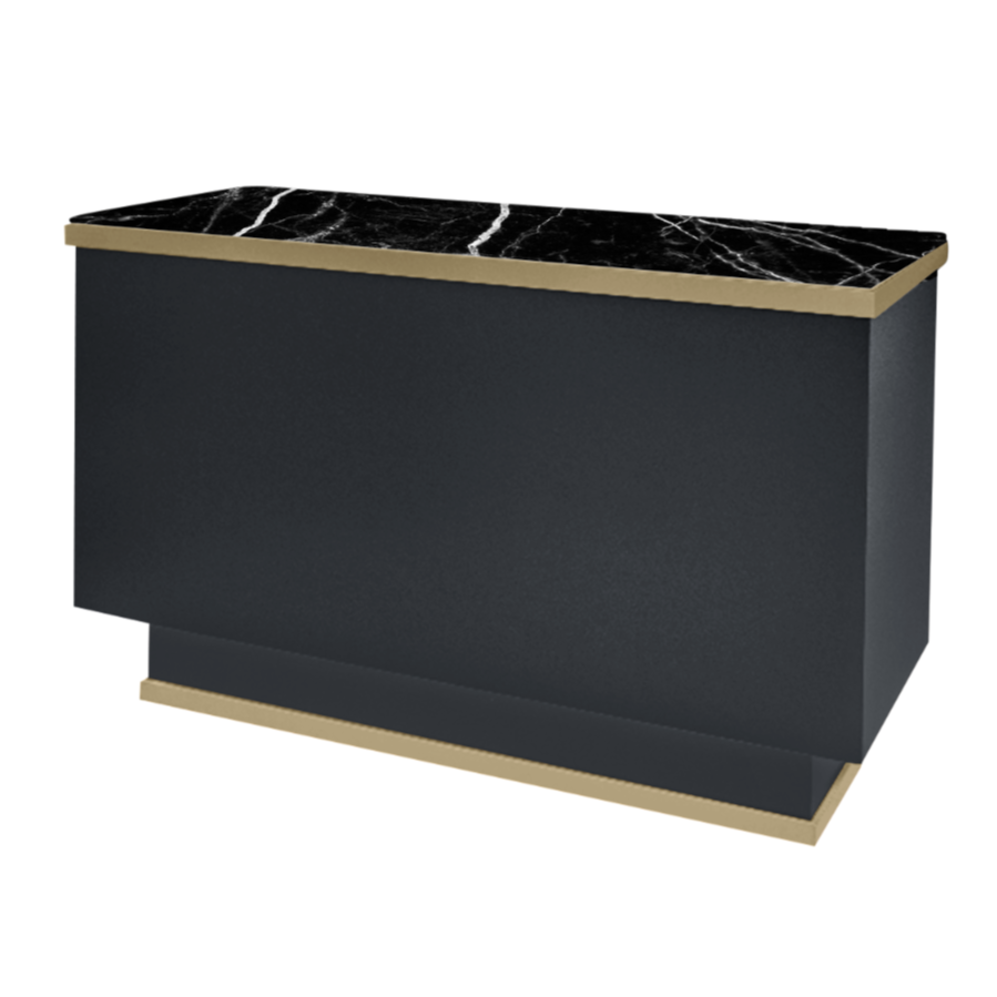 The Matrix Desk - Charcoal Black & Gold with Black Patterned Stone Top by SEC