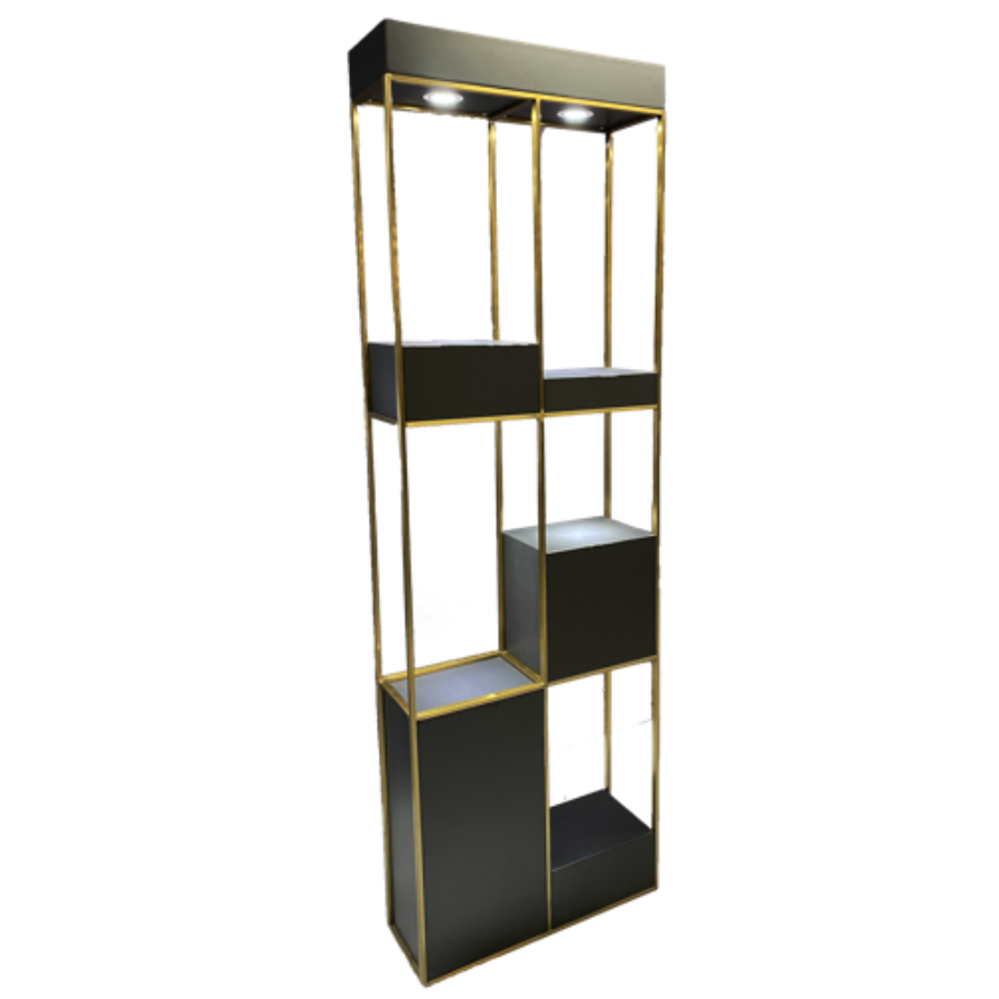 CL24J - Black & Gold Double Freestanding Retail Unit by SEC - CLEARANCE
