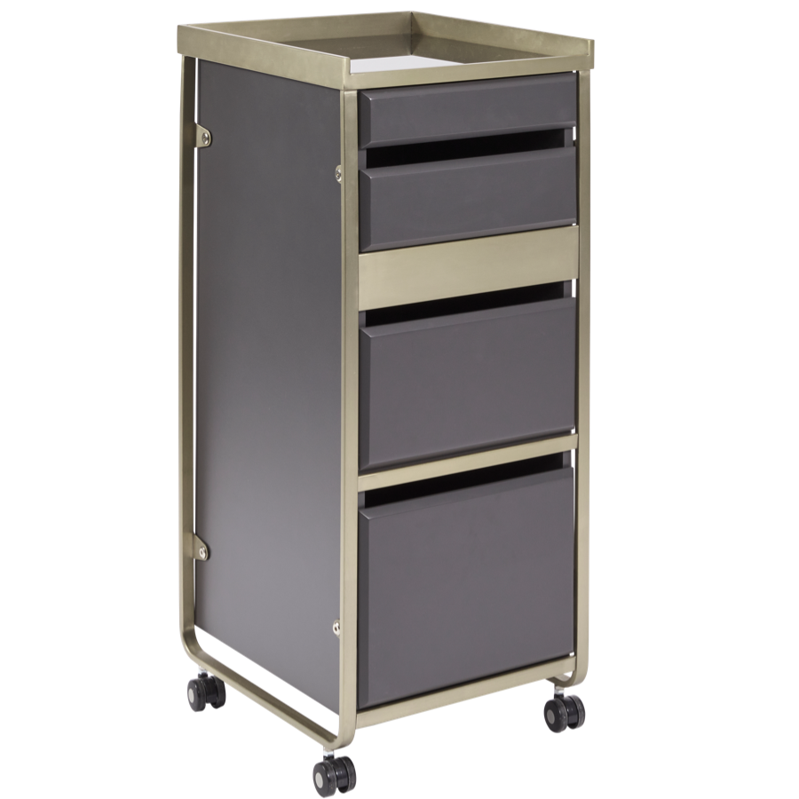The Diamond Salon Trolley - Charcoal Black & Champagne Gold by SEC
