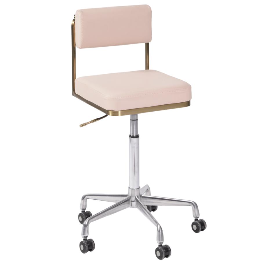 The Lotti Salon Stool with Backrest - Pink & Gold by SEC