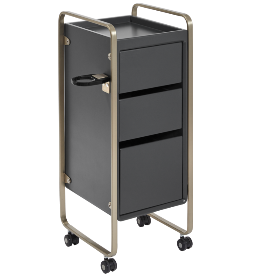 The Sapphire Salon Trolley - Charcoal Black & Champagne Gold Salon Trolley by SEC