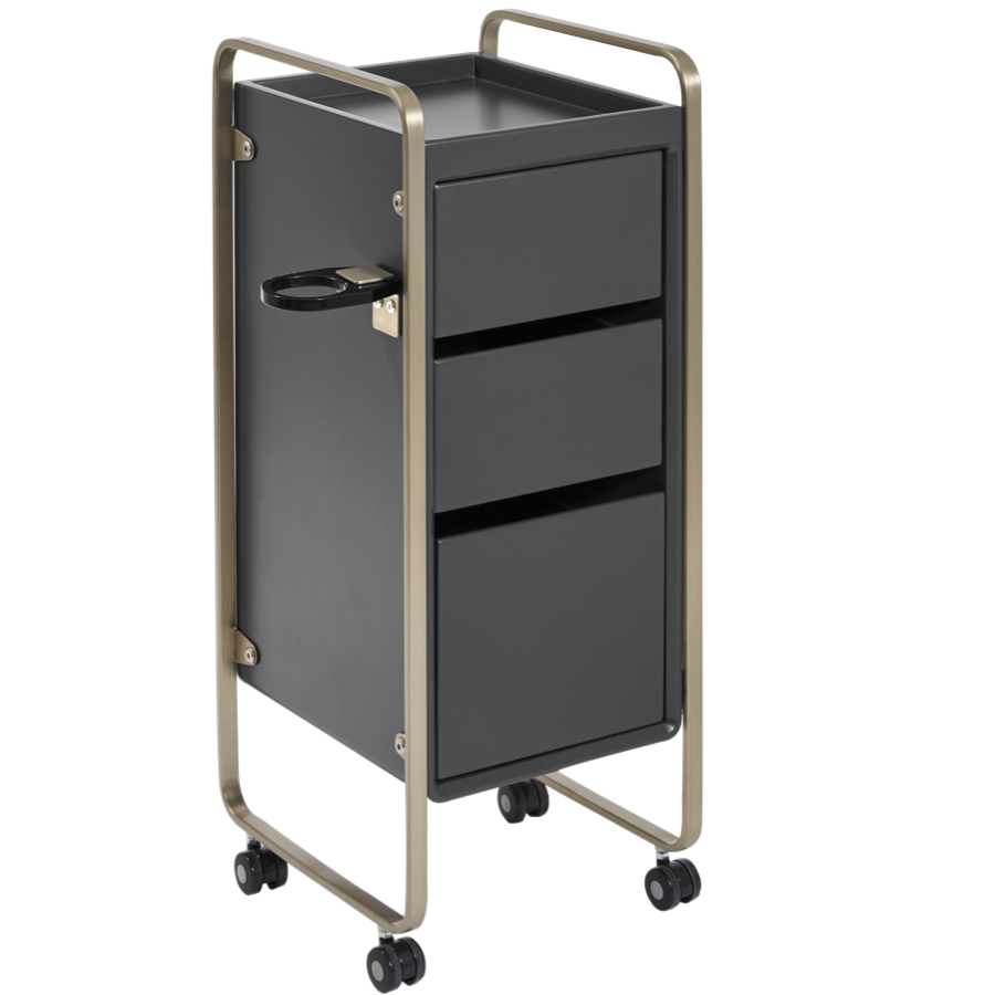 The Sapphire Salon Trolley - Charcoal Black & Champagne Gold by SEC