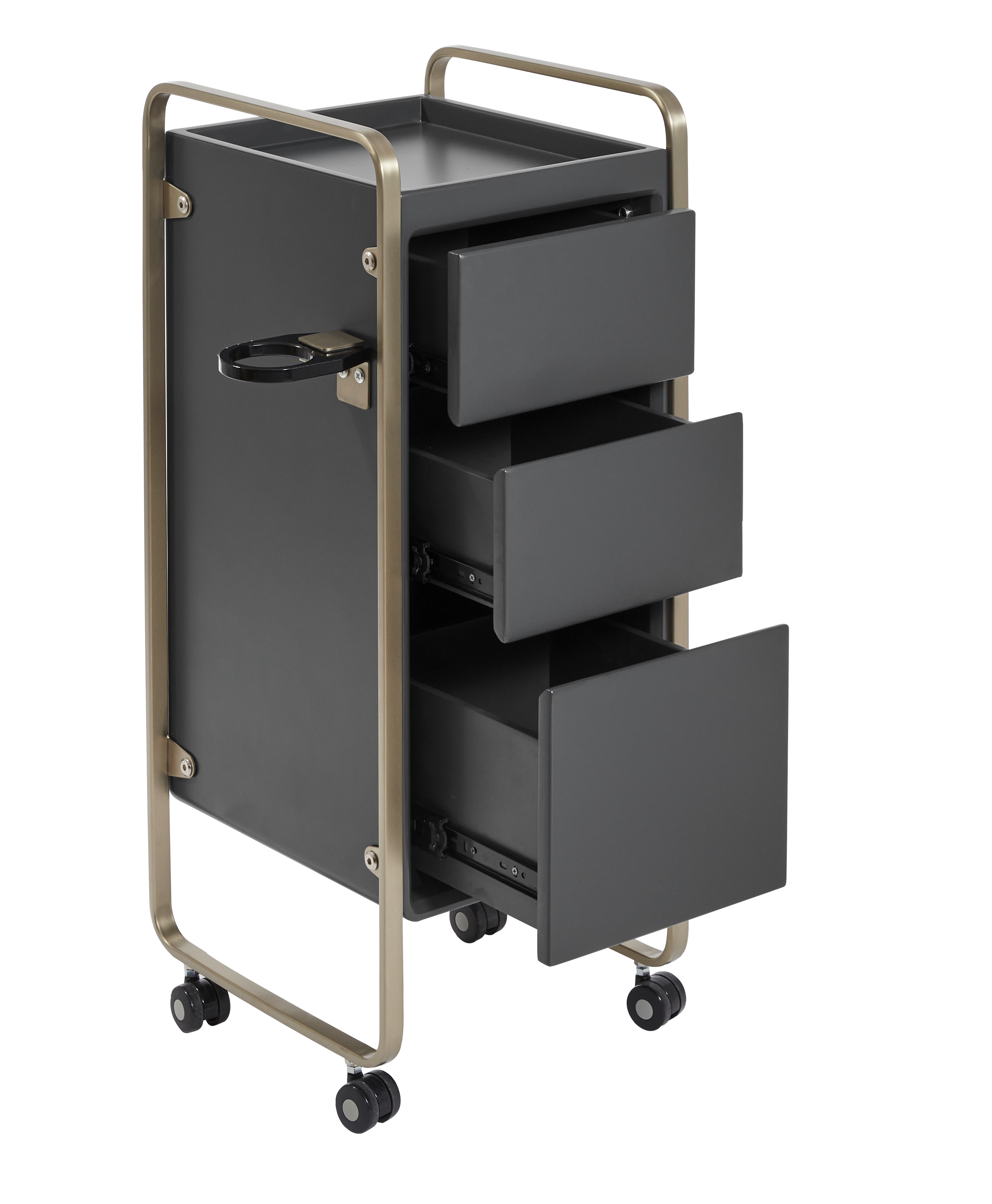 The Sapphire Salon Trolley - Charcoal Black & Champagne Gold by SEC
