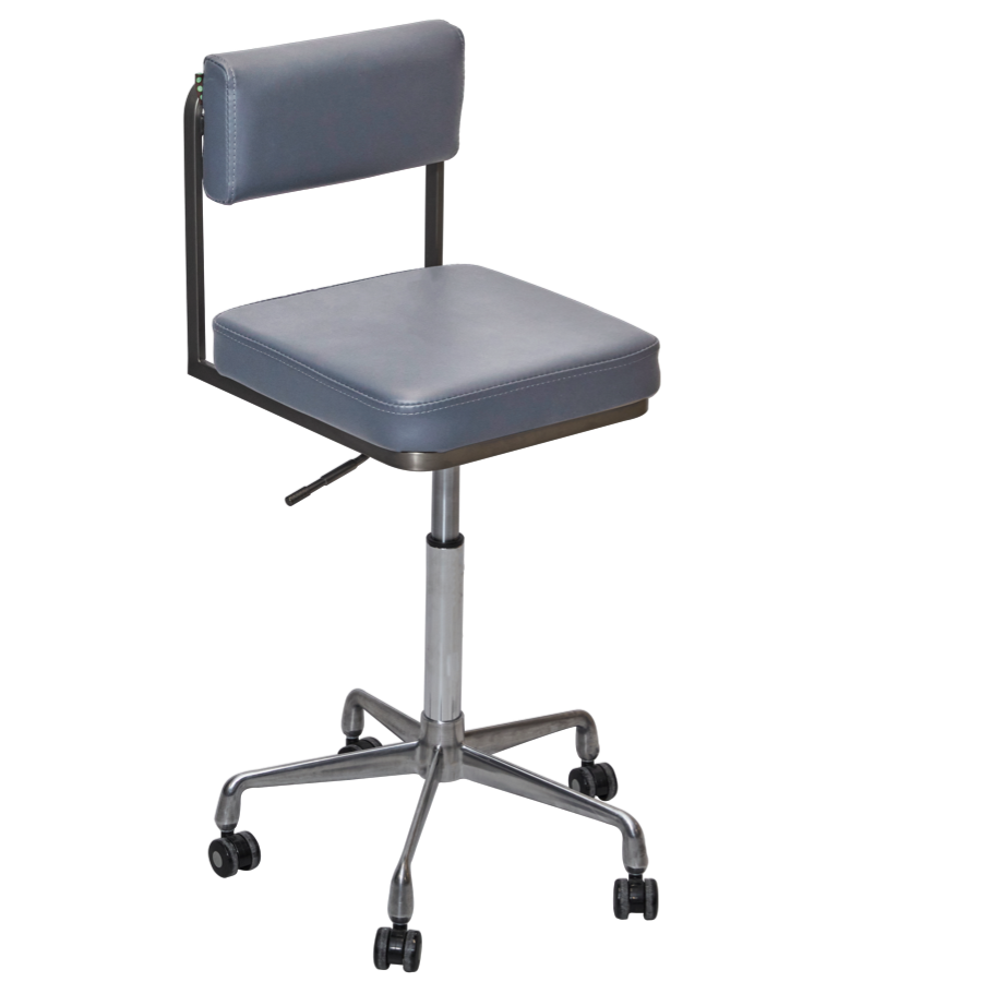The Lotti Salon Stool with Backrest  - Steel Grey & Graphite by SEC