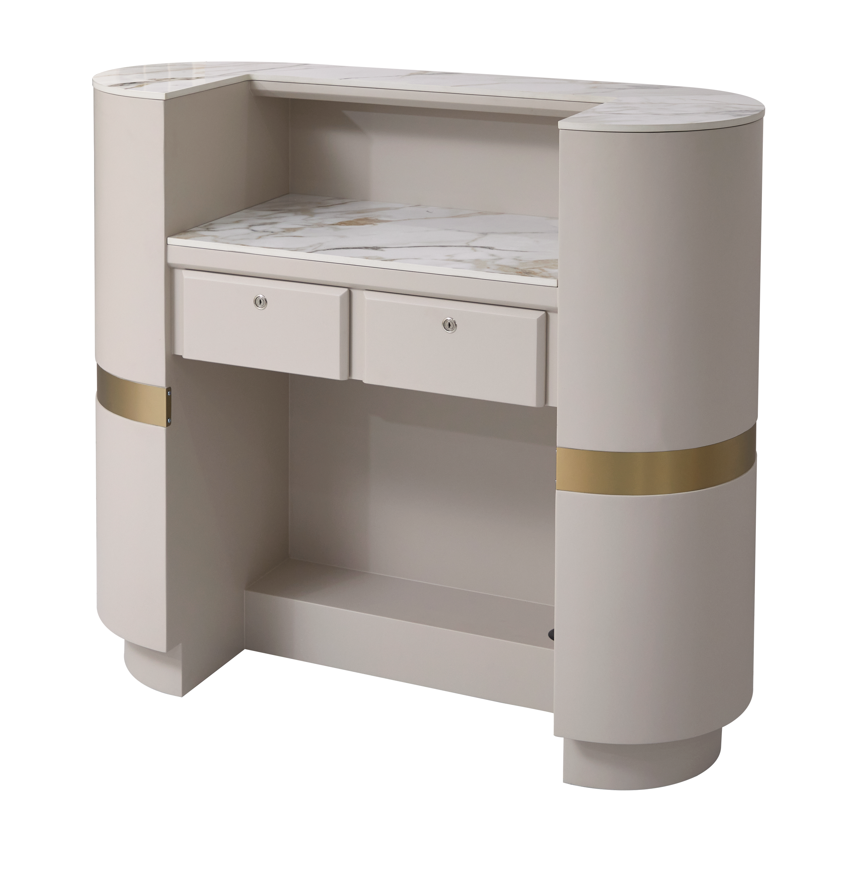 The Coco Desk - Ivory & Champagne Gold with White Gold Stone Top by SEC
