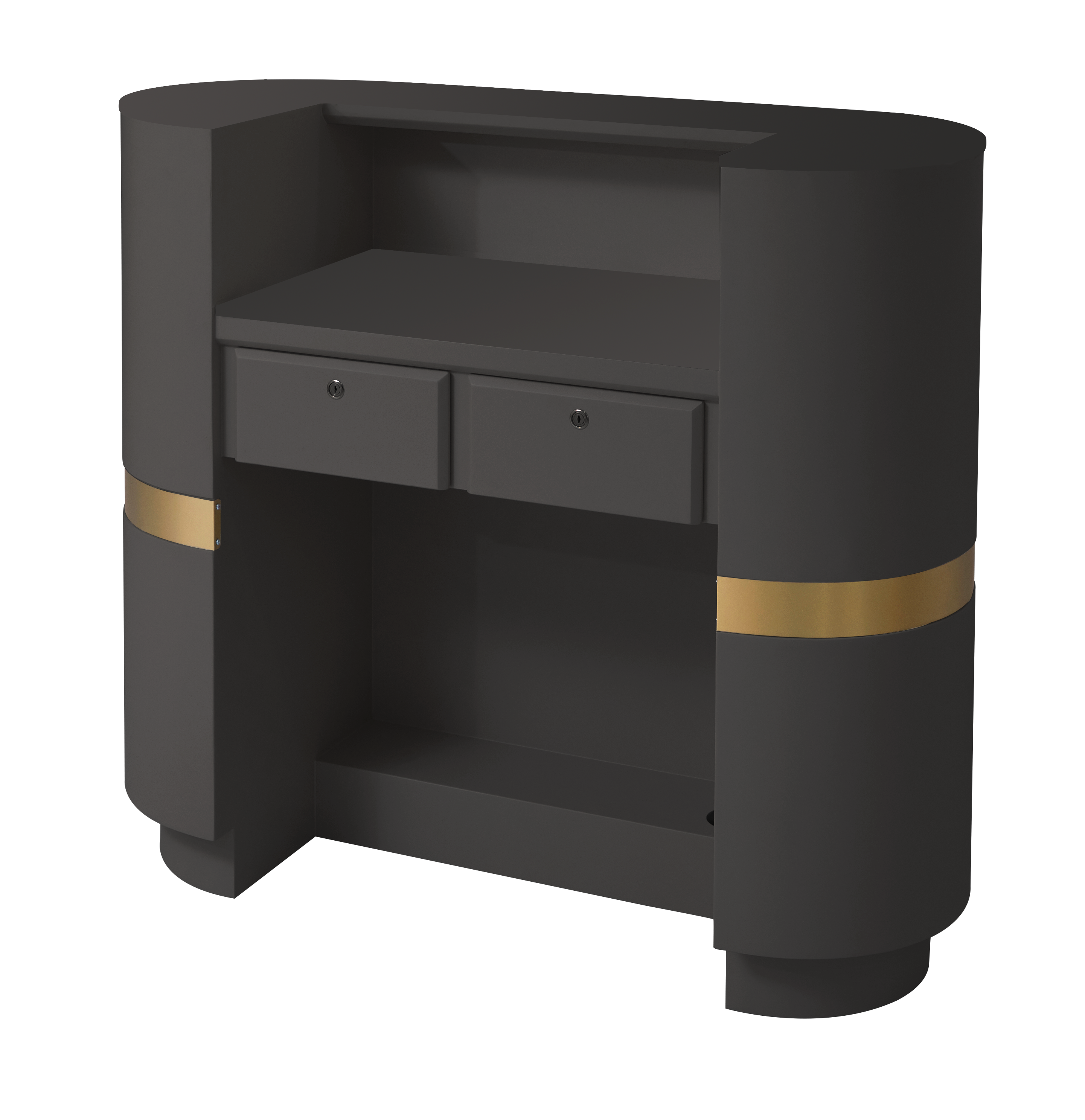 The Coco Desk - Charcoal Black & Gold with Painted Top by SEC