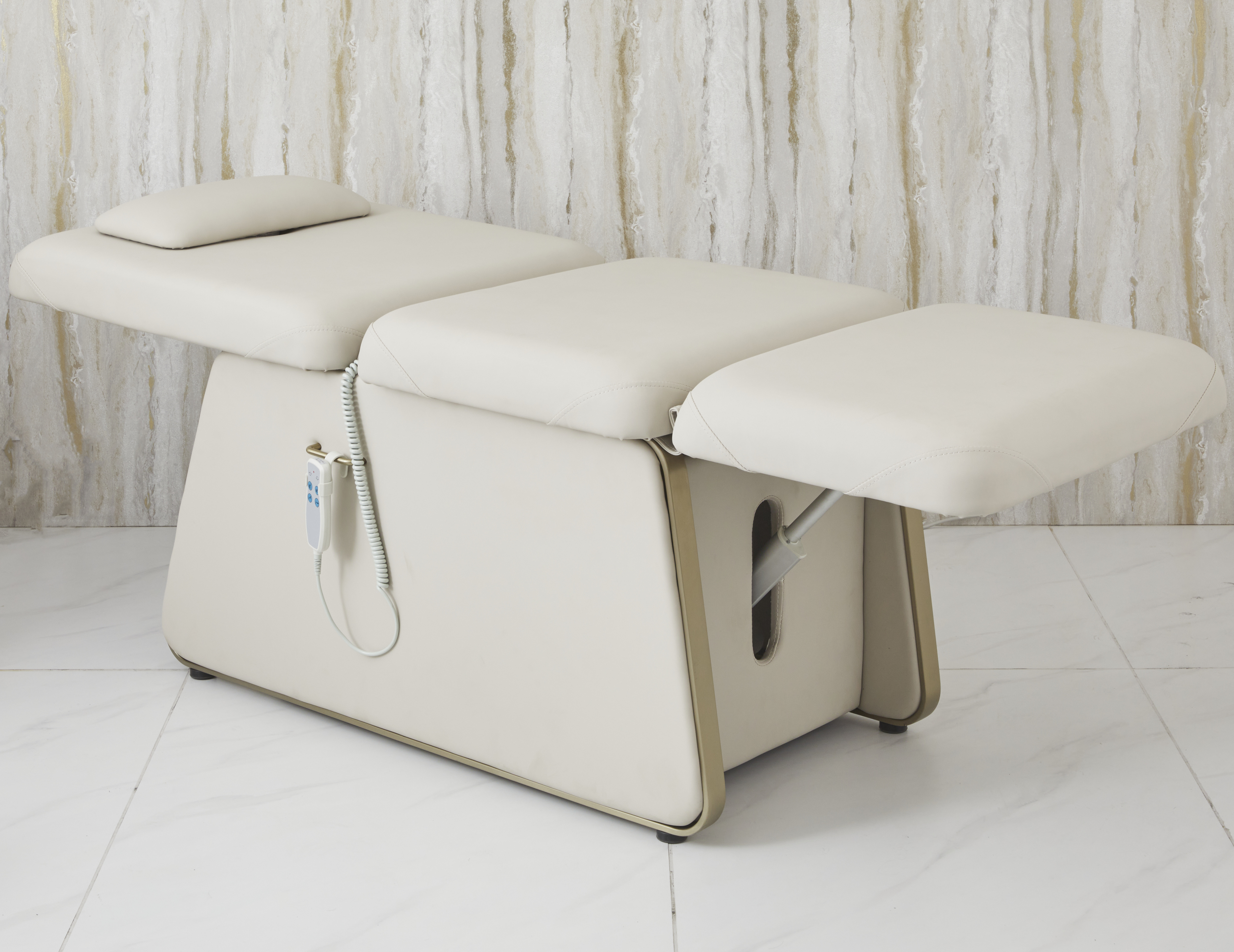 The Juni Electric Beauty Bed - Ivory & Champagne Gold by SEC