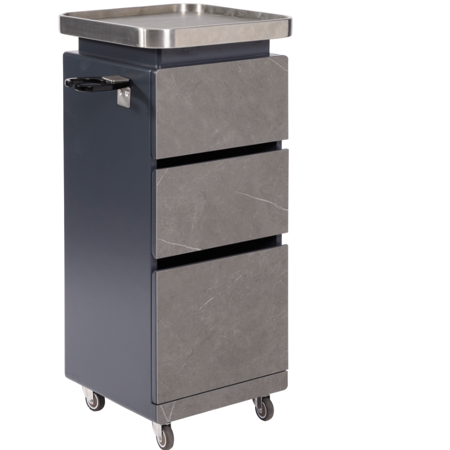 The Perri Salon Trolley - Midnight Blue & Silver with Slate Effect Stone Front by SEC