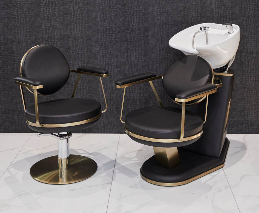 The Peoni Salon Styling Chair -  Black & Gold by SEC