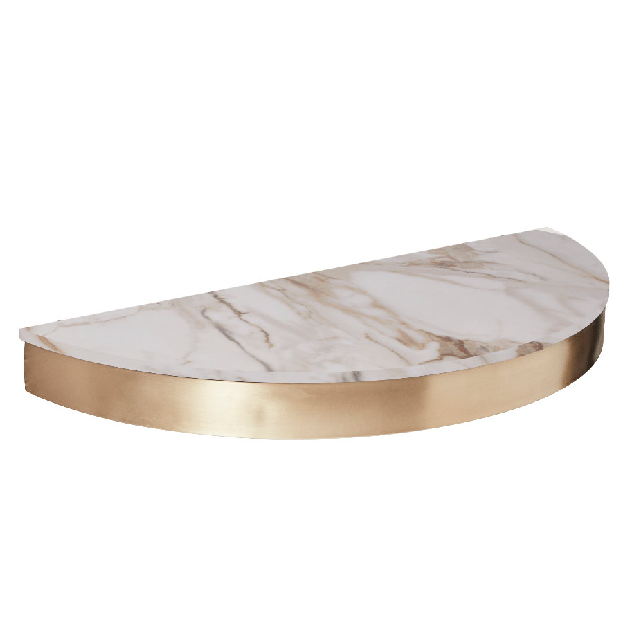 The Bali Styling Shelf - Gold with White Gold Patterned Stone Top by SEC