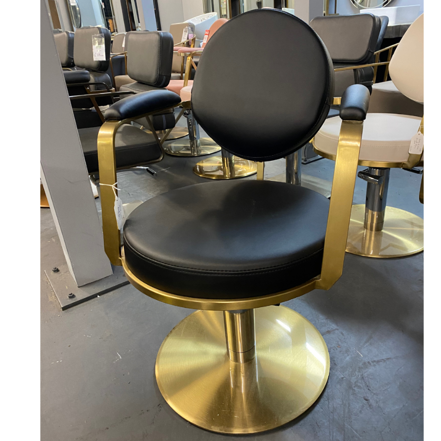CL23N - CLEARANCE  Black and Gold Round Chair