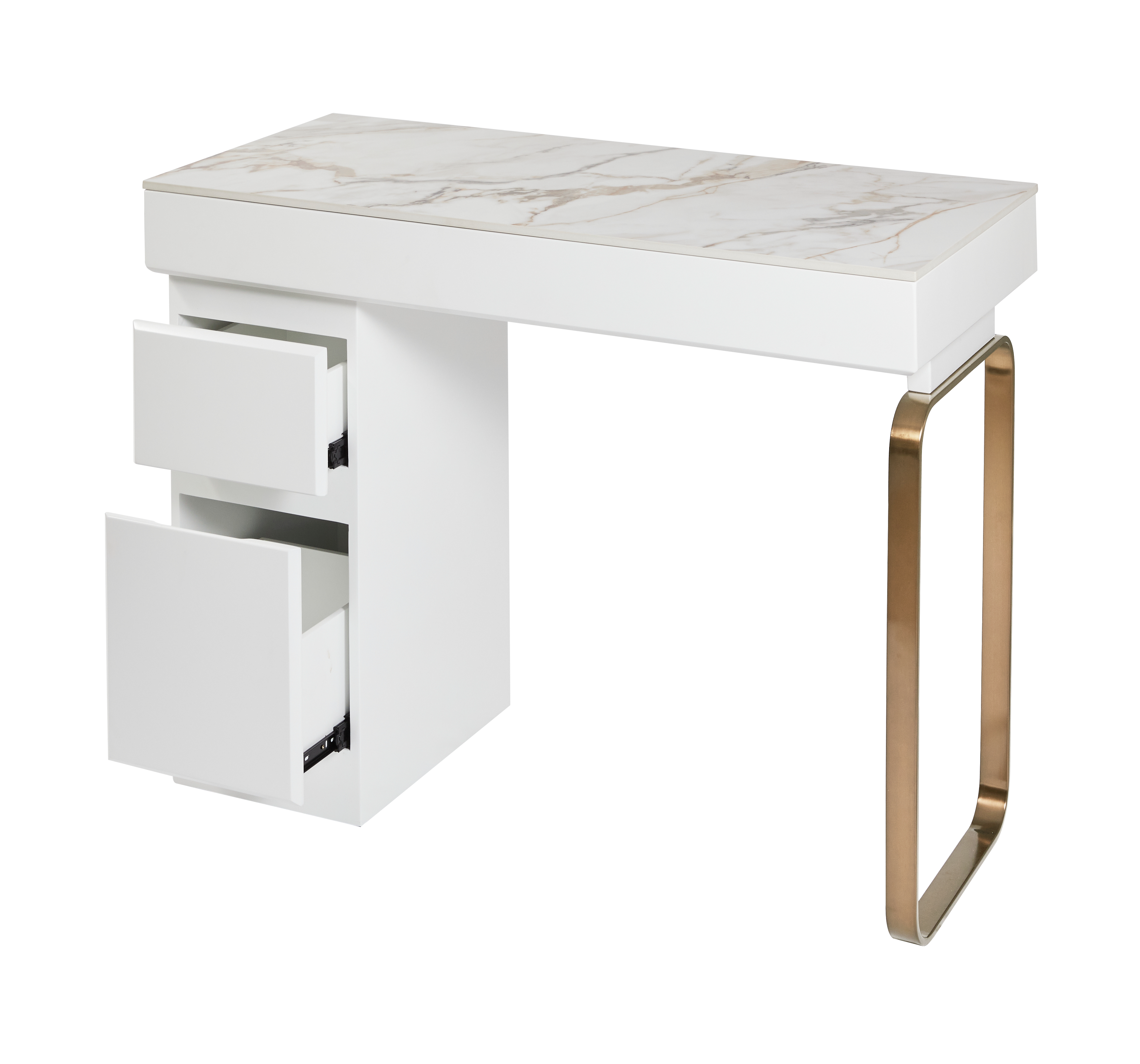 The Maia Nail Desk - White Gold Stone Top by SEC