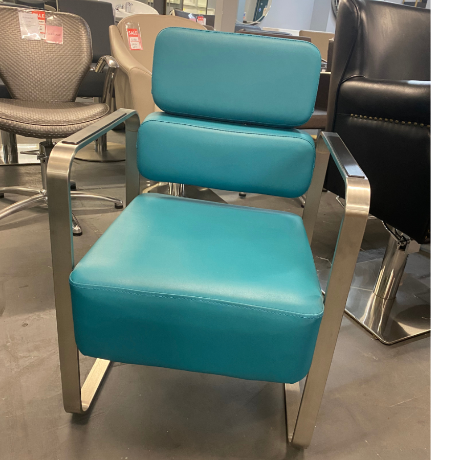 CL24H - Turquoise & Silver Salon Waiting Seat by SEC - CLEARANCE