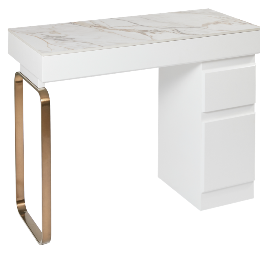The Maia Nail Desk - White Gold Stone Top by SEC
