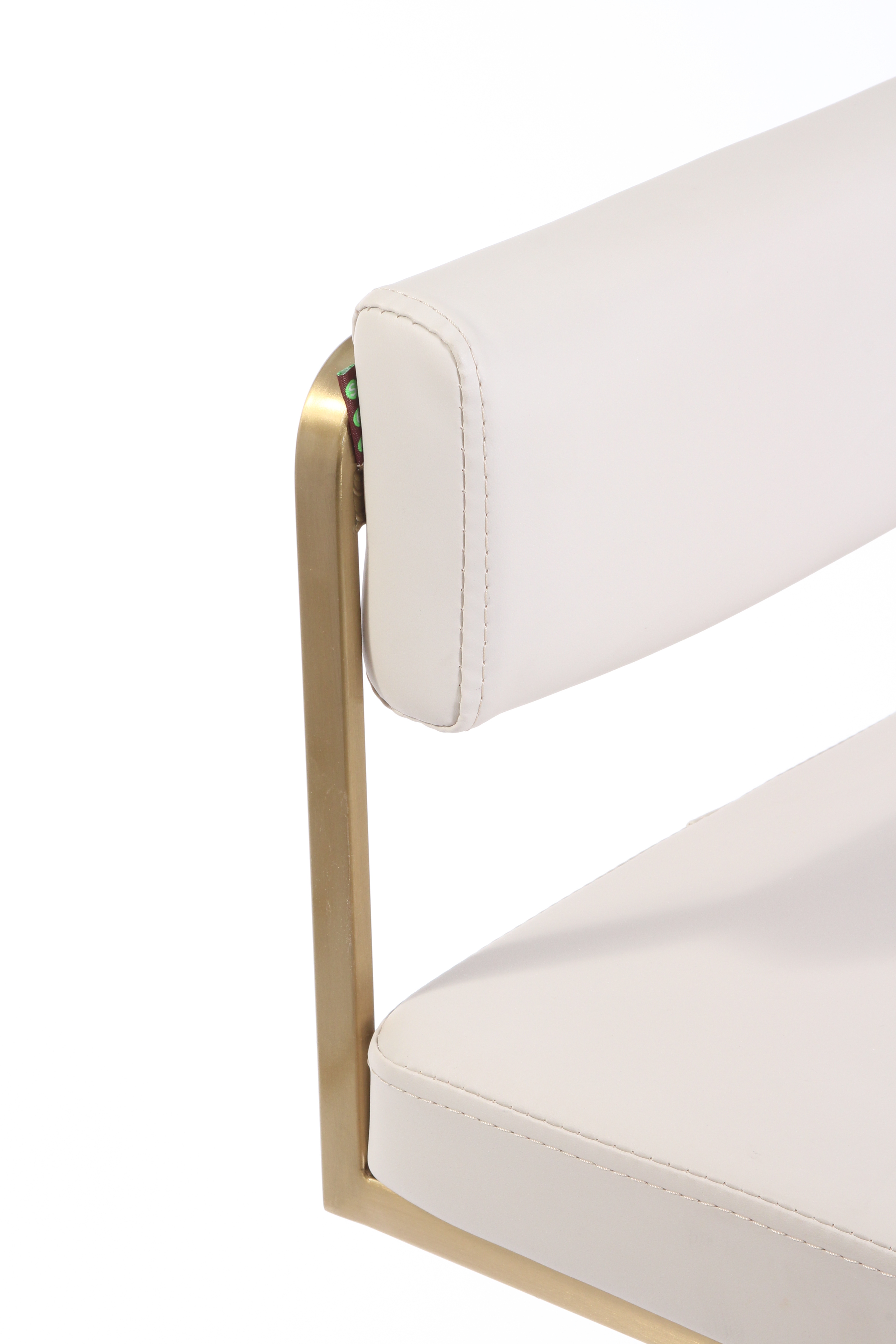 The Lotti Salon Stool with Backrest  - Ivory & Gold by SEC