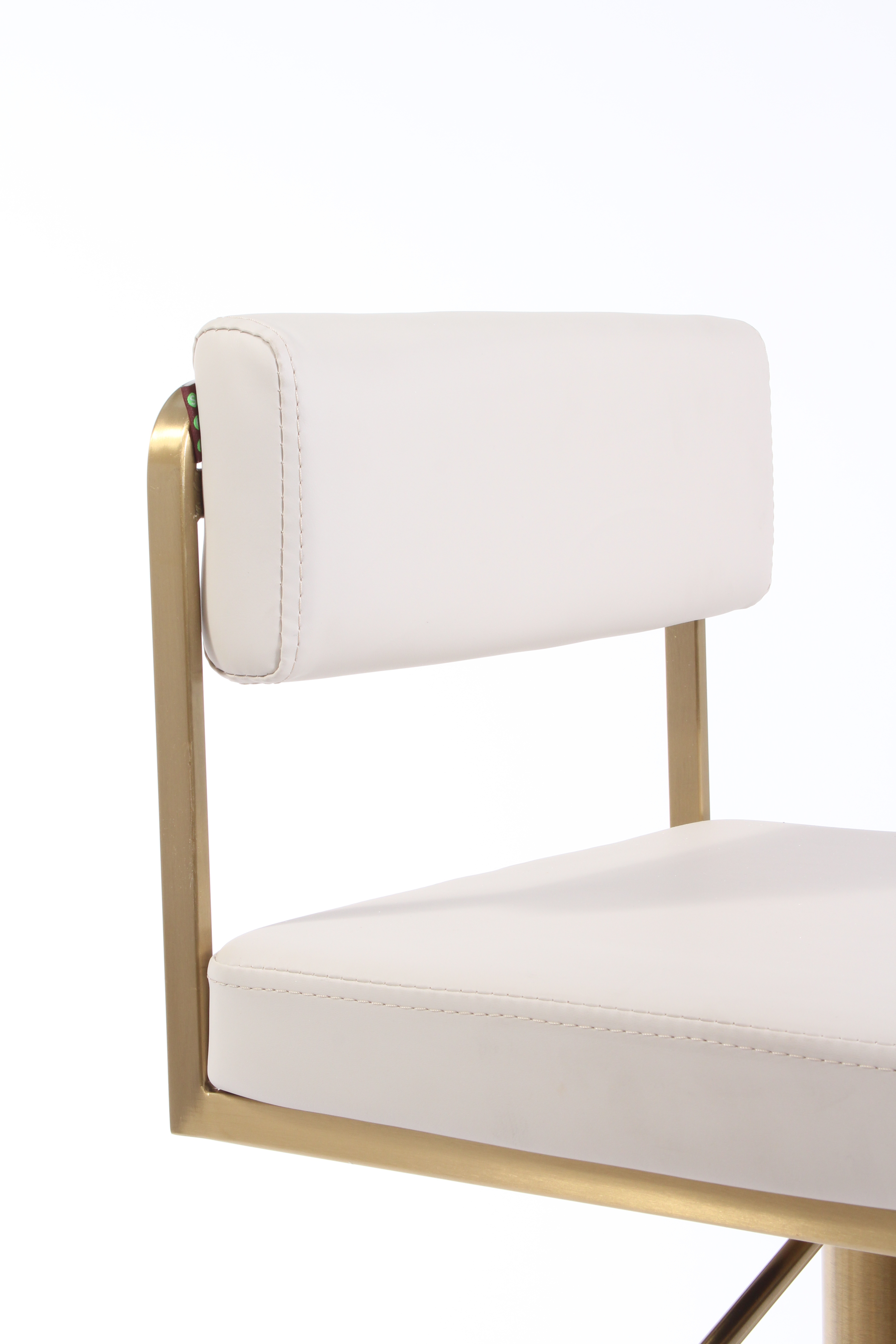 The Lotti Salon Stool with Backrest  - Ivory & Gold by SEC