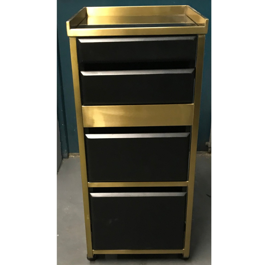 CL26I - The Diamond Salon Trolley - Black & Gold by SEC- CLEARANCE