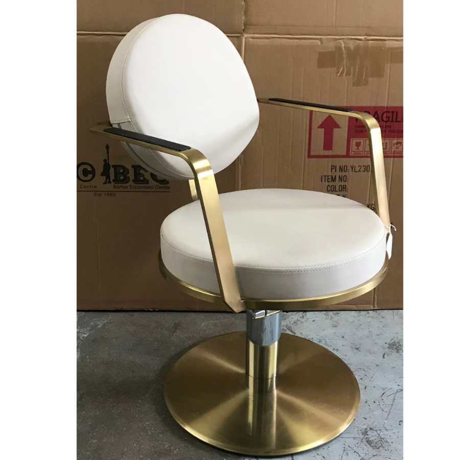 CL27C - CLEARANCE  The Poppi Styling Chair - by SEC Ivory and Gold Round