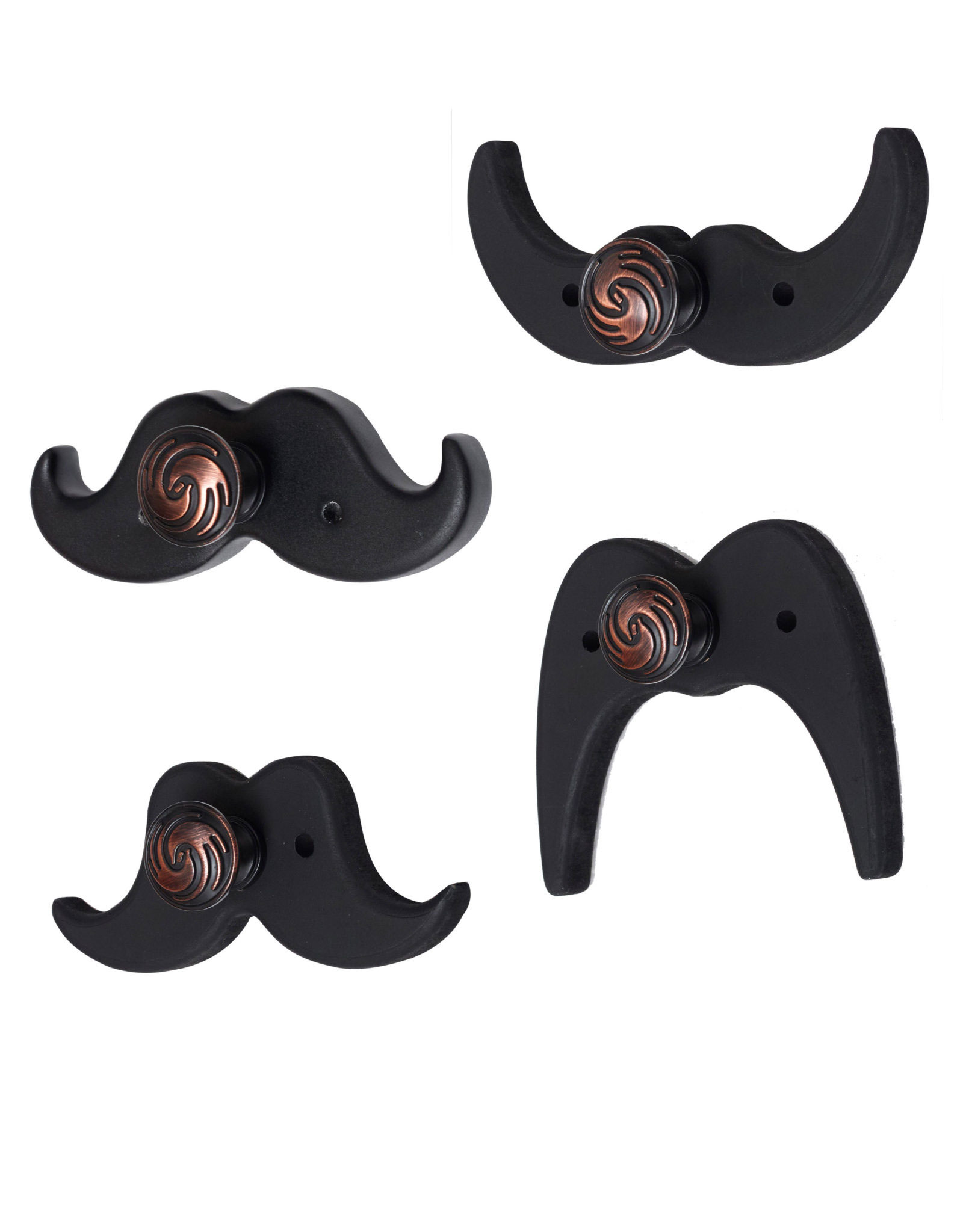 Set of Dark Wood Moustache Coat Hooks by SEC - Clearance