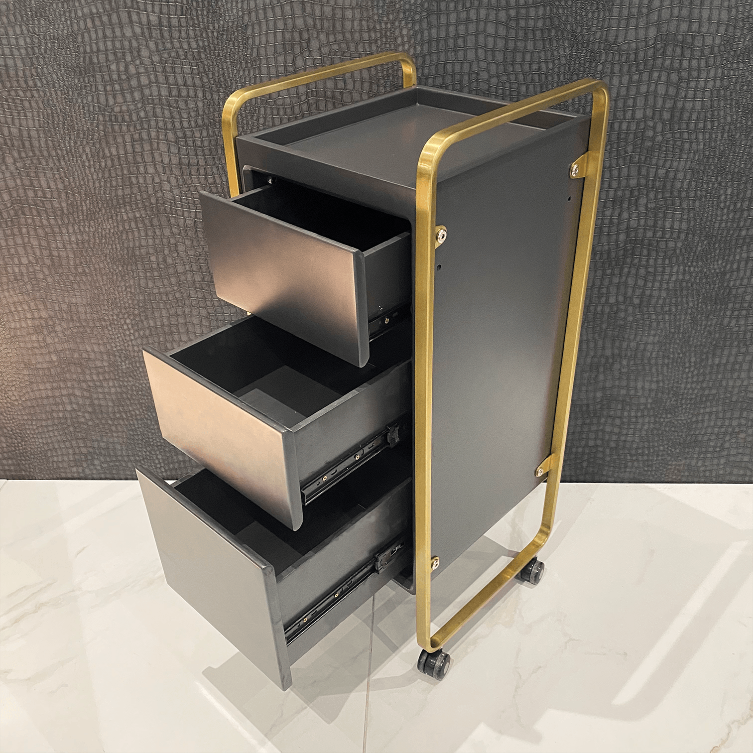 Black & Gold Salon Trolley by SEC- AVAILABLE SOON
