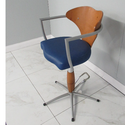 Used Blue/Wood Salon Styling Chair - BG43A- GRADE 3