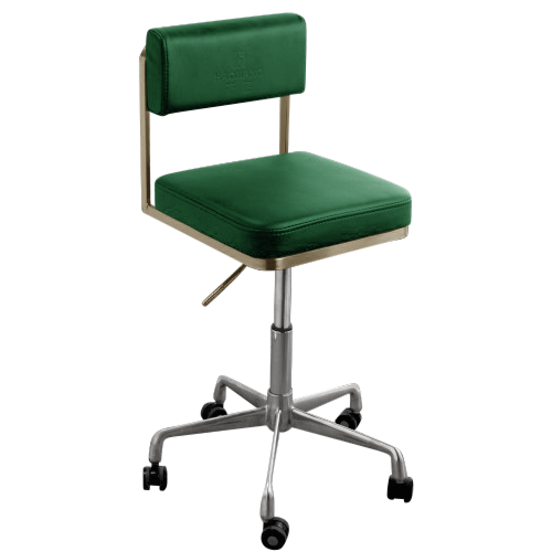 Green & Gold Salon Stool with Backrest by SEC