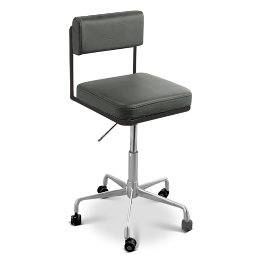 Graphite Square Salon Stool with Backrest by SEC