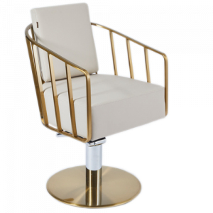 Ivory & Gold Caged Salon Styling Chair by SEC