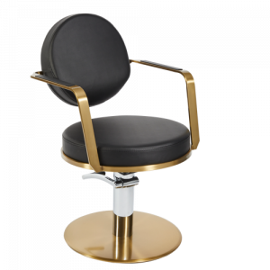 Black & Gold Round Salon Styling Chair by SEC