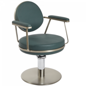Champagne Gold & Moss Green Luxe Round Salon Styling Chair by SEC