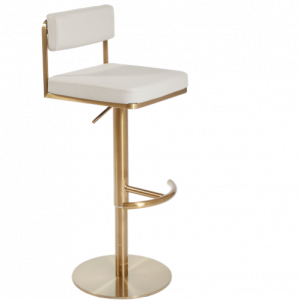 Ivory & Gold Make Up Stool with Backrest by SEC