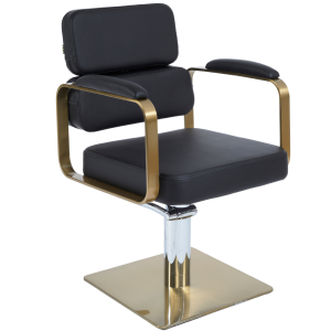 Black & Gold Square Salon Styling Chair by SEC
