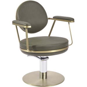 Khaki & Champagne Gold Luxe Round Salon Styling Chair by SEC