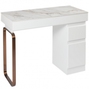 Copper & White Nail Desk with White Gold Stone Top by SEC
