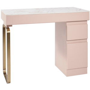 Pink & Gold Nail Desk with White Gold Stone Top by SEC