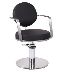 Black & Silver Round Salon Styling Chair by SEC