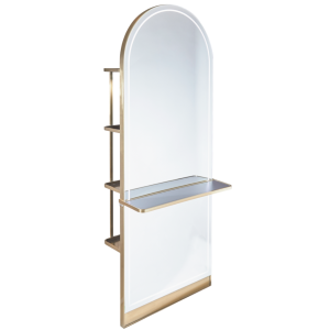 Gold Arched Styling Unit with Storage and Shelf by SEC